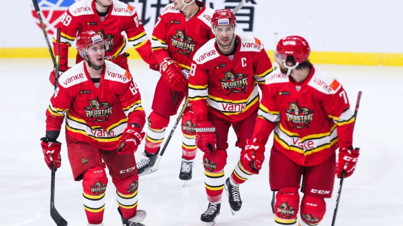 Pekinas "Kunlun Red Star" spēlētāji. Foto: hcredstar.com