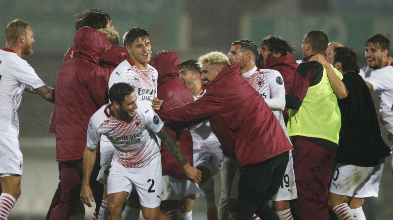 "AC Milan" spēlētāju prieki. Foto: Reuters/Scanpix