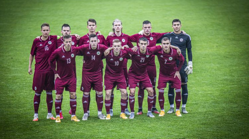 Latvijas U-21 izlase. Foto: LFF