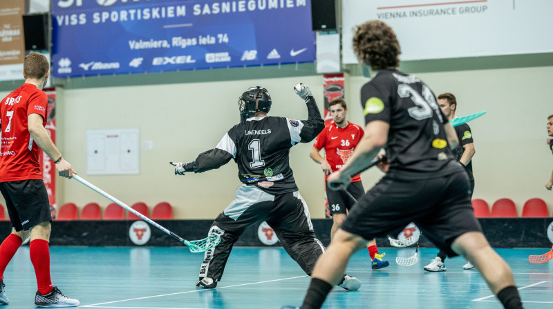 Talsu komandas vārtsargs Kristians Ralfs Lavendels. Foto: Raivo Sarelainens, floorball.lv