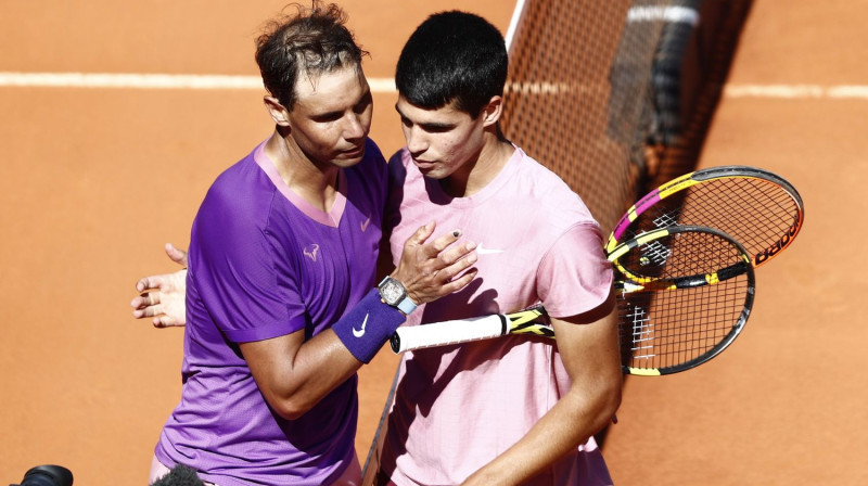 Rafaels Nadals un Karloss Alkarass Madridē. Foto: Reuters/Scanpix