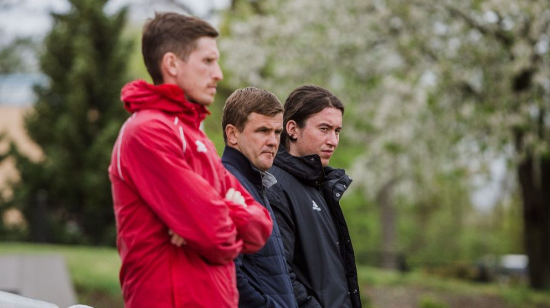 Vitālijs Kazancevs, Dmitrijs Mološs un Marks Hramovs. Foto: FK "Liepāja"