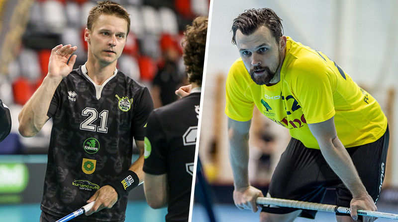 Artis Raitums un Gatis Akulovs. Foto: Floorball.lv