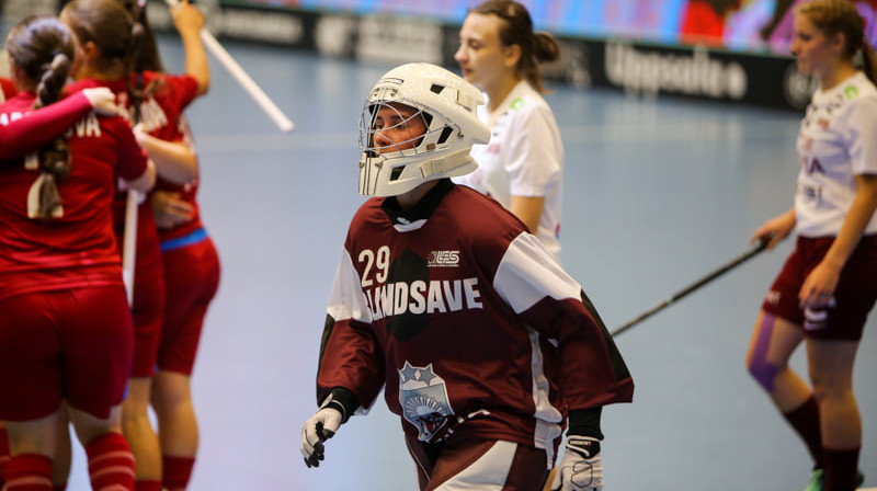 Latvijas izlases vārtsardze Barbara Rabčevska. Foto: Ritvars Raits, floorball.lv