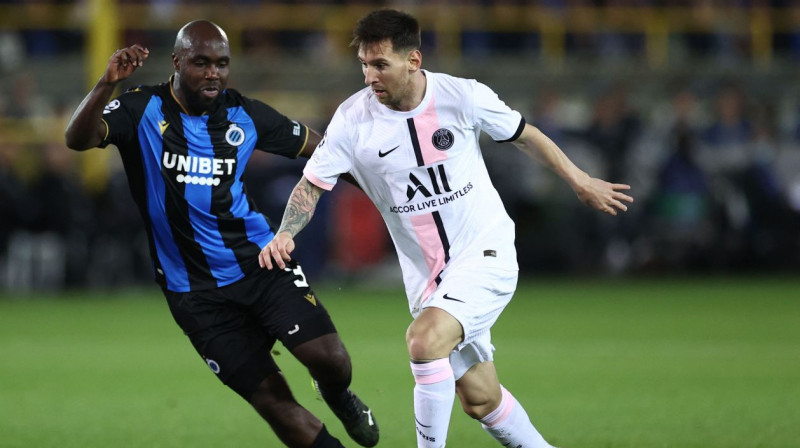 Lionels Mesi pret "Club Brugge". Foto: Kenzo Tribouillard/Reuters/Scanpix