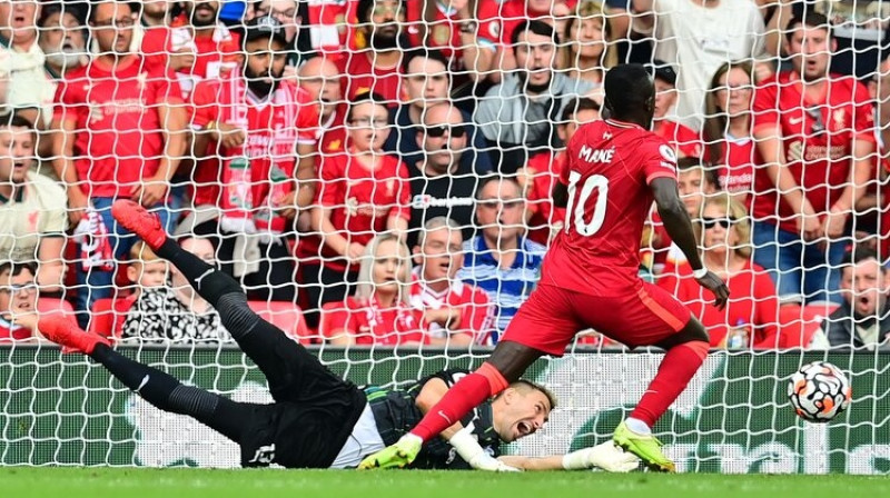 Sadio Manē gūst savus simtos vārtus ''Liverpool'' kreklā. Foto: AFP/Scanpix