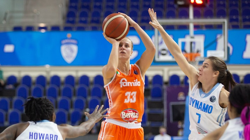 Kitija Laksa 2021. gada 24. novembrī Kurskā. Foto: EuroLeague Women