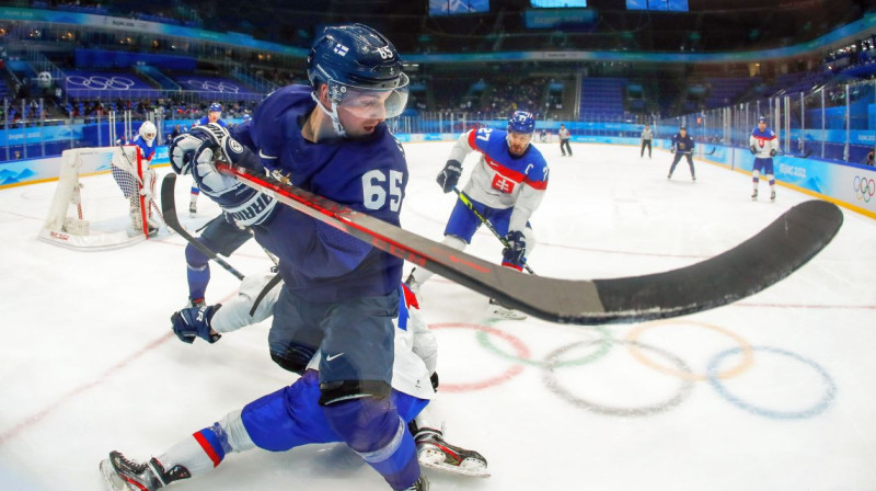 Somijas izlases uzbrucējs Sakari Manninens (Nr. 65). Foto: Mark Cristino/EPA/Scanpix