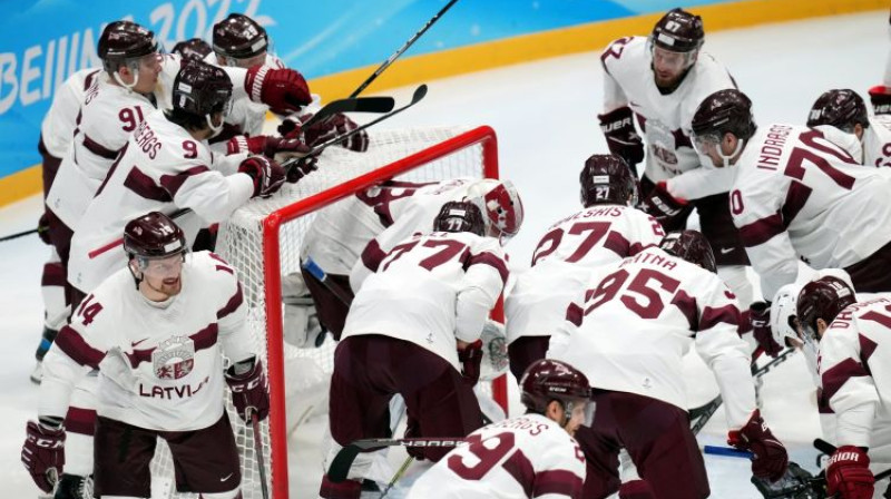 Latvijas hokeja izlase. Foto: LOK/Edijs Palēns/LETA
