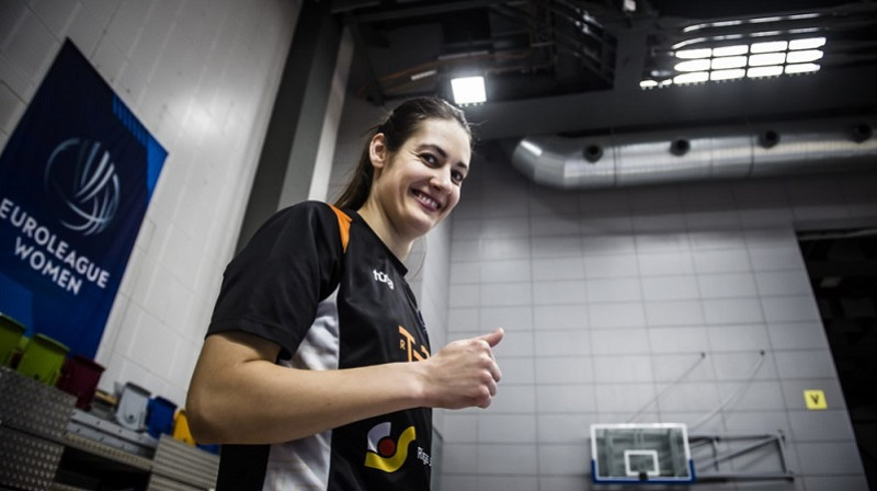 Ieva Pulvere 2022. gada 19. februārī "Kralovka" arēnā Prāgā. Foto: EuroLeague Women