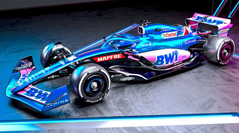 Jaunais "Alpine A522" sacīkšu auto. Foto: BWT Alpine F1 Team