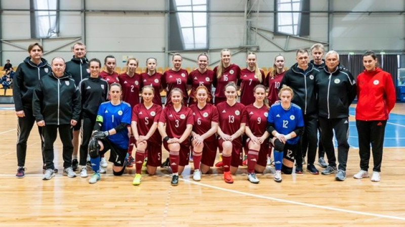 Latvijas sieviešu telpu futbola izlase. Foto: LFF