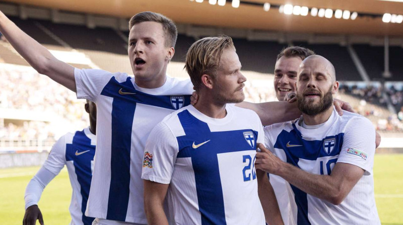 Somijas izlase pēc vārtu guvuma. Foto: Uefa.com