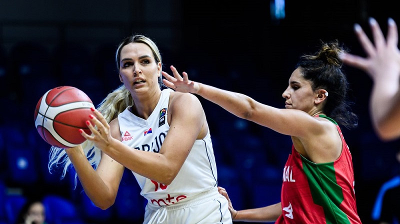 Milica Popoviča spēlē pret Portugāli. Foto: FIBA