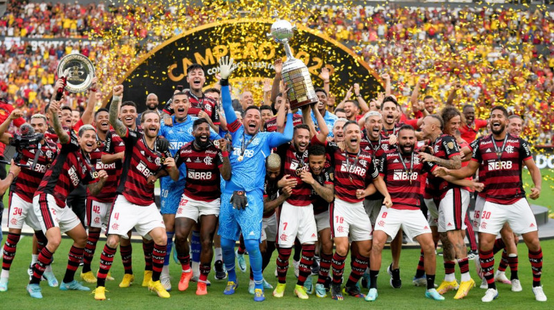 2022. gada "Libertadores" kausa izcīņas čempione Riodežaneiru "Flamengo". Foto: Fernando Vergara/AP/Scanpix