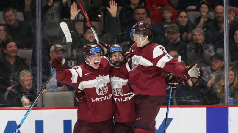 Latvijas U20 hokeja izlase. Foto: LHF/IIHF