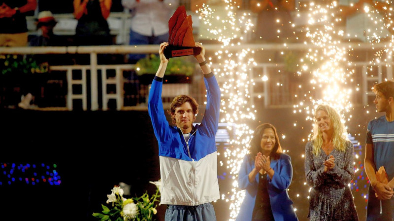 2023. gada Santjago "Chile Open" sacensību uzvarētājs Nikolass Harijs. Foto: Esteban Garay/EPA/Scanpix