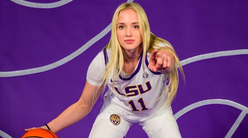 Heilija Van Lita 2023. gada 28. aprīlī Batonrūžā. Foto: LSU WBB