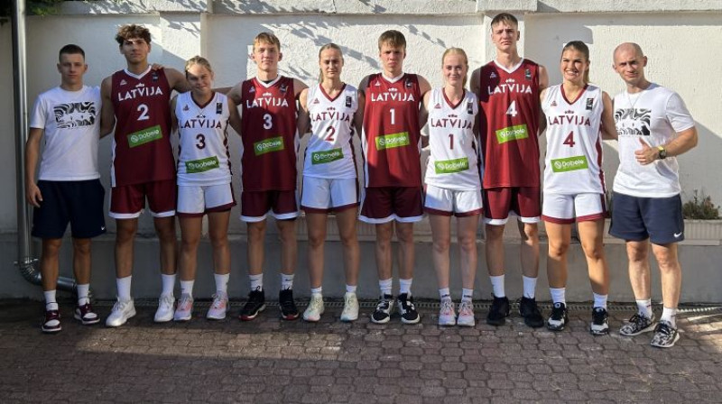 Latvijas U17 izlases 3x3 basketbolā. Foto: basket.lv