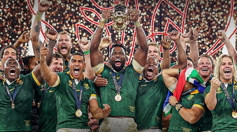 Čempioni Dienvidāfrikas regbisti. Foto: World rugby.