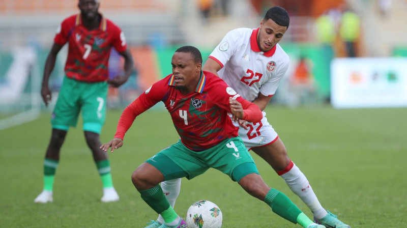 Mirklis no Tunisijas un Namībijas valstsvienību spēles. Foto: CAF
