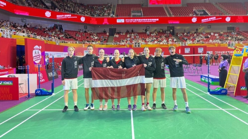 Latvijas jauniešu badmintona izlase. Foto: LBF