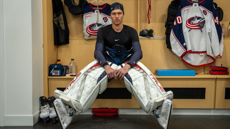 Elvis Merzļikins. Foto: Columbus Blue Jackets