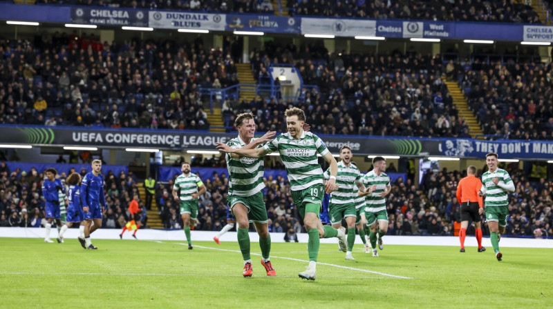 Mirklis pēc igauņa Markusa Poma (Nr. 19) vārtu guvuma "Stamford Bridge" stadionā. 
Foto: Ηenning von Jagow/Zumapress.com/Scanpix