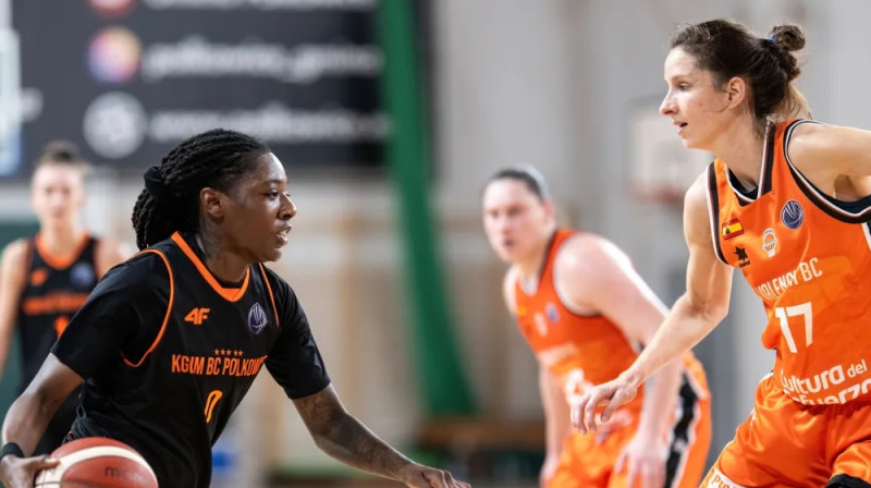 Kristīne Vītola anulētajā 11. decembra spēlē Polkovicē. Foto: EuroLeague Women