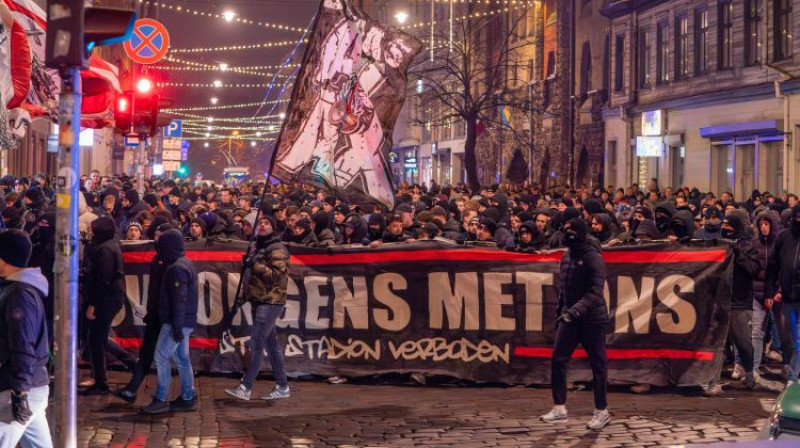 "Ajax" fanu gājiens Rīgā. Foto: Roberts Pūce/RFS