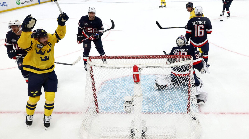 Mirklis pēc Zviedrijas valstsvienības pirmā vārtu guvuma. Foto: Maddie Meyer/AFP/Scanpix