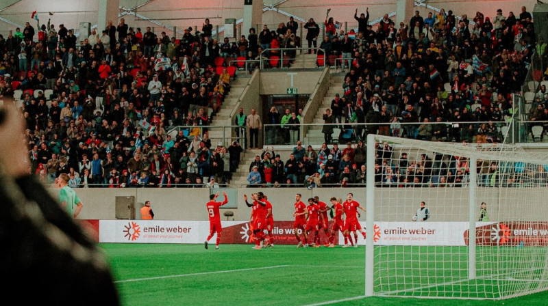 Mirklis pēc Luksemburgas valstsvienības vārtu guvuma spēlē pret Zviedriju. Foto: Fédération Luxembourgeoise de Football