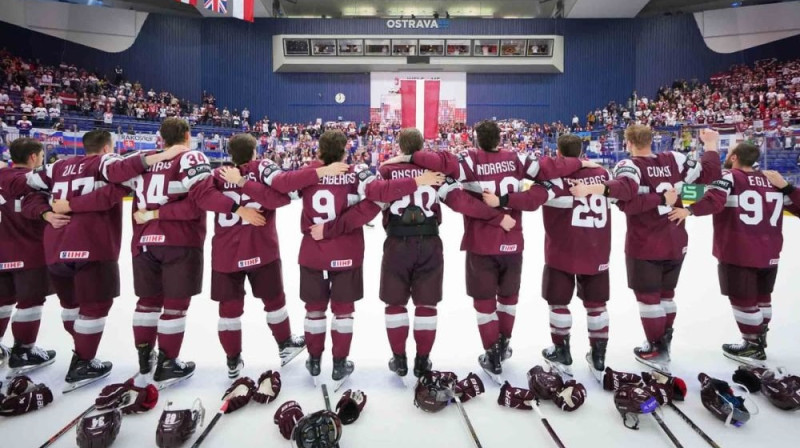 Latvijas hokeja izlase. Foto: IIHF