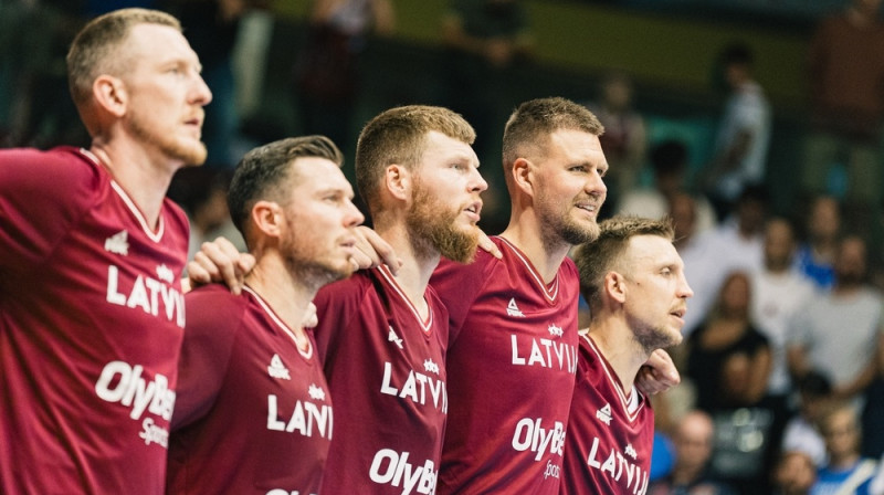 Latvijas izlases basketbolisti. Foto: Mikus Kļaviņš/LBS