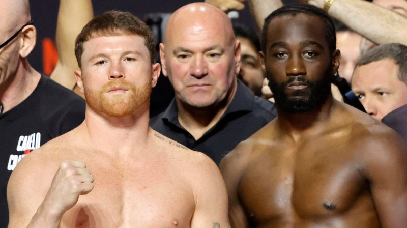 Sauls Alvaress, Deina Vaits un Terenss Krofords Foto: AFP/Scanpix