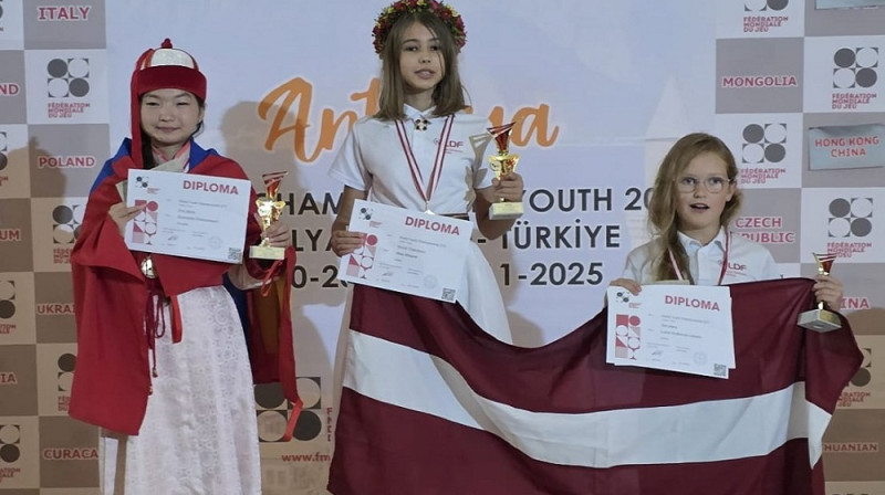 Alise Misāne (vidū) un Luīze Gudēvica-Liepiņa (pirmā no lanbās). Foto: LDF.