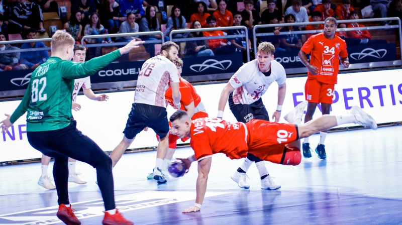 Mirklis no Luksemburgas un Latvijas valstsvienību cīņas. Foto: Fédération Luxembourgeoise de Handball (FLH)