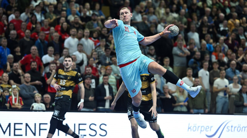 Dainis Krištopāns uzbrukumā. Foto: Hoepner/Eibner-Pressefoto/Scanpix