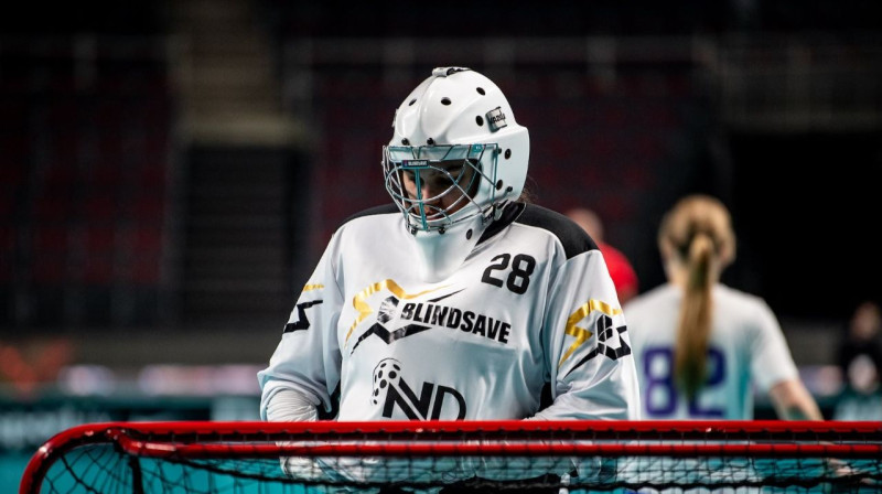"NND/RJTC" vārtsardze Allana Kolosova. Foto: Latvijas Florbola savienība