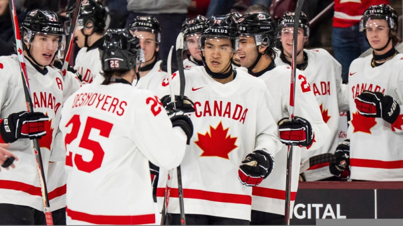 Kanādas U20 hokejisti. Foto: AP/Scanpix