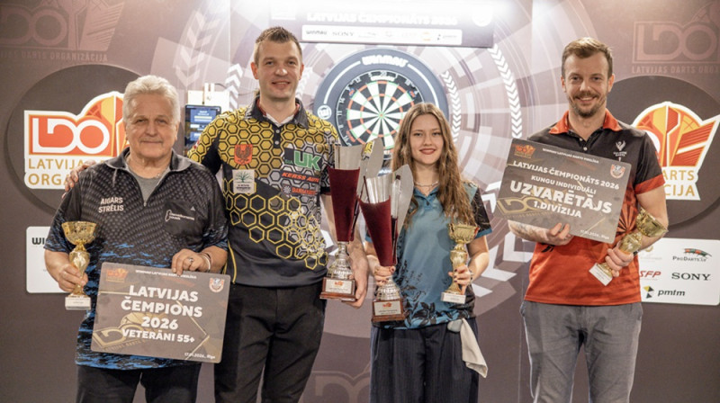 Uzvarētāji: (no kreisās) A.Strēlis, M.Razma, M.Roga, K.Teicis. Foto: LDO.