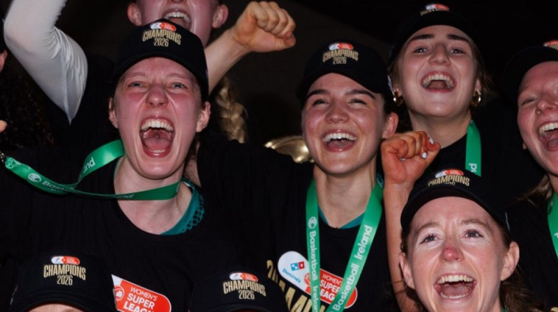 Franciska Treiliha un "Trinity Meteors" 2026. gada 12. aprīlī. Foto: Basketball Ireland