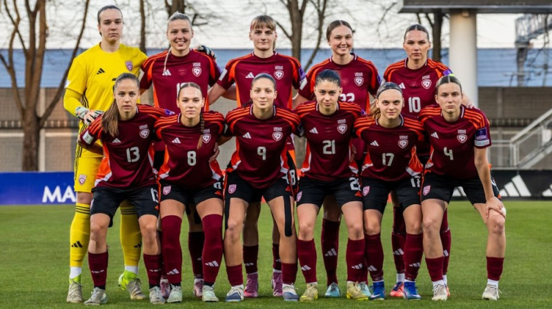 Latvijas izlases futbolistes Foto: LFF