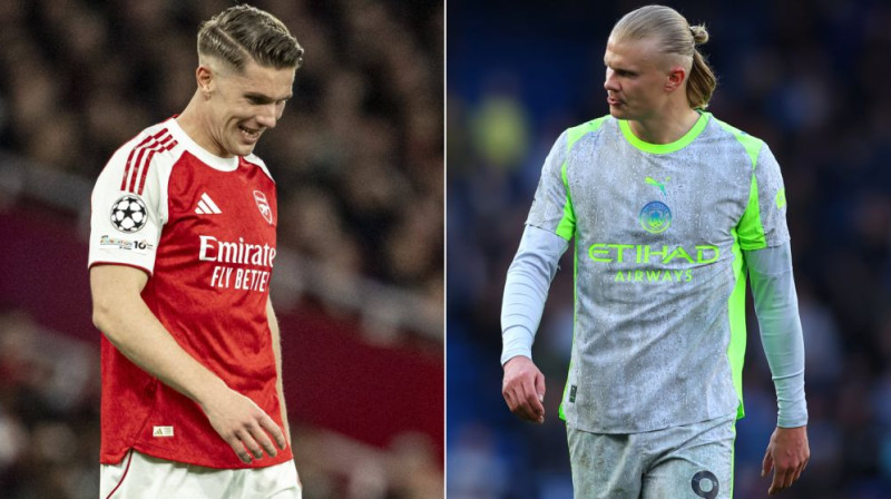 Skandināvu centra uzbrucēji Viktors Jēkeress un Ērlings Holanns. Foto: Imago/Sports Press Photo/Zumapress/Scanpix