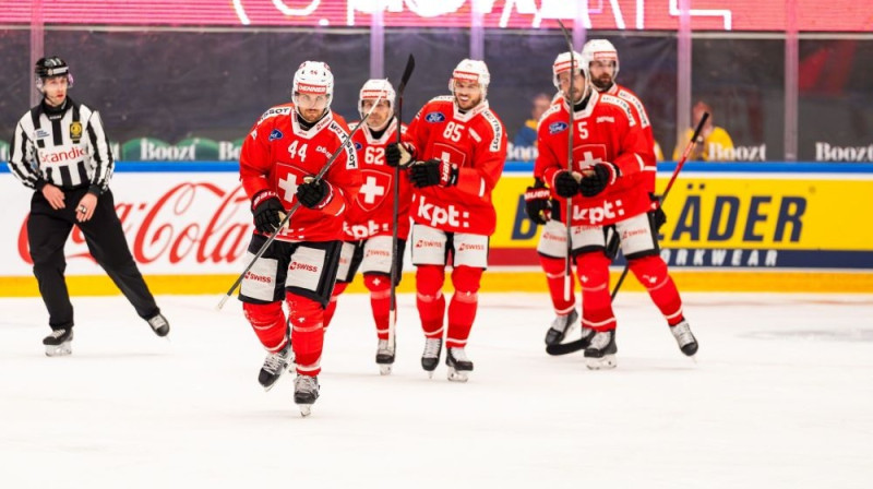 Šveices izlases hokejisti Foto: Swiss Ice Hockey﻿/Facebook