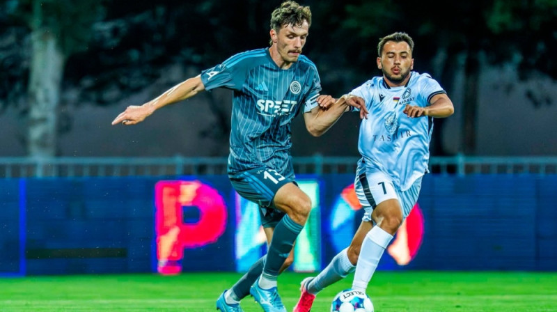 Raivis Jurkovskis pirmajā mačā Erevānā. Foto: Riga FC
