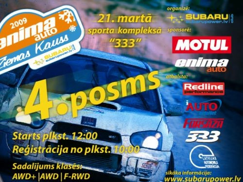 Sestdien notiks ''Enima Auto Ziemas kausa 2009'' pēdējais 4. posms