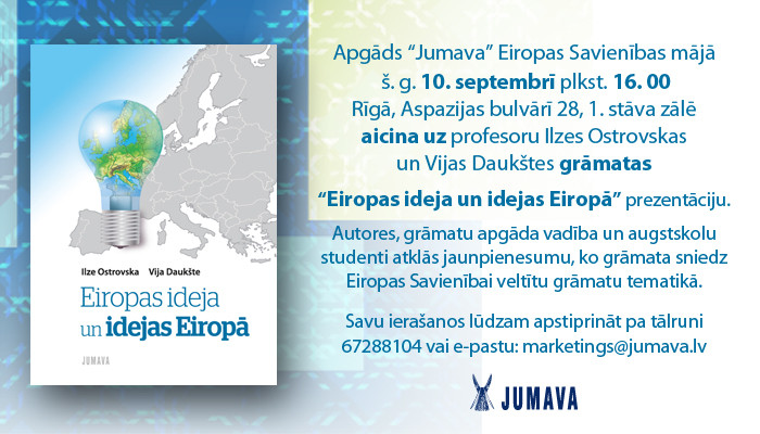 Apgādā „Jumava” iznākusi grāmata  „Eiropas ideja un idejas Eiropā”