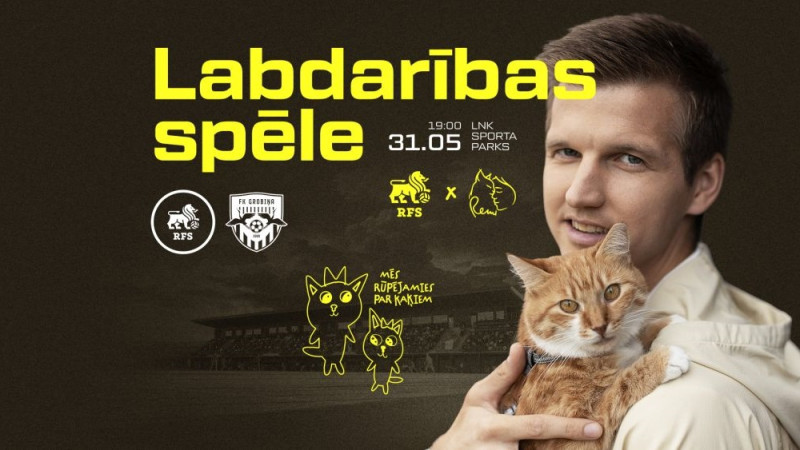 RFS organizē labdarības spēli, mērķis - palīdzēt patversmei “Kaķa sirds”